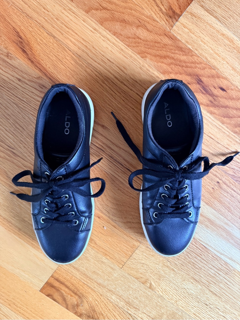 ALDO Black Low-Top Lace-Up Sneakers with White Sole